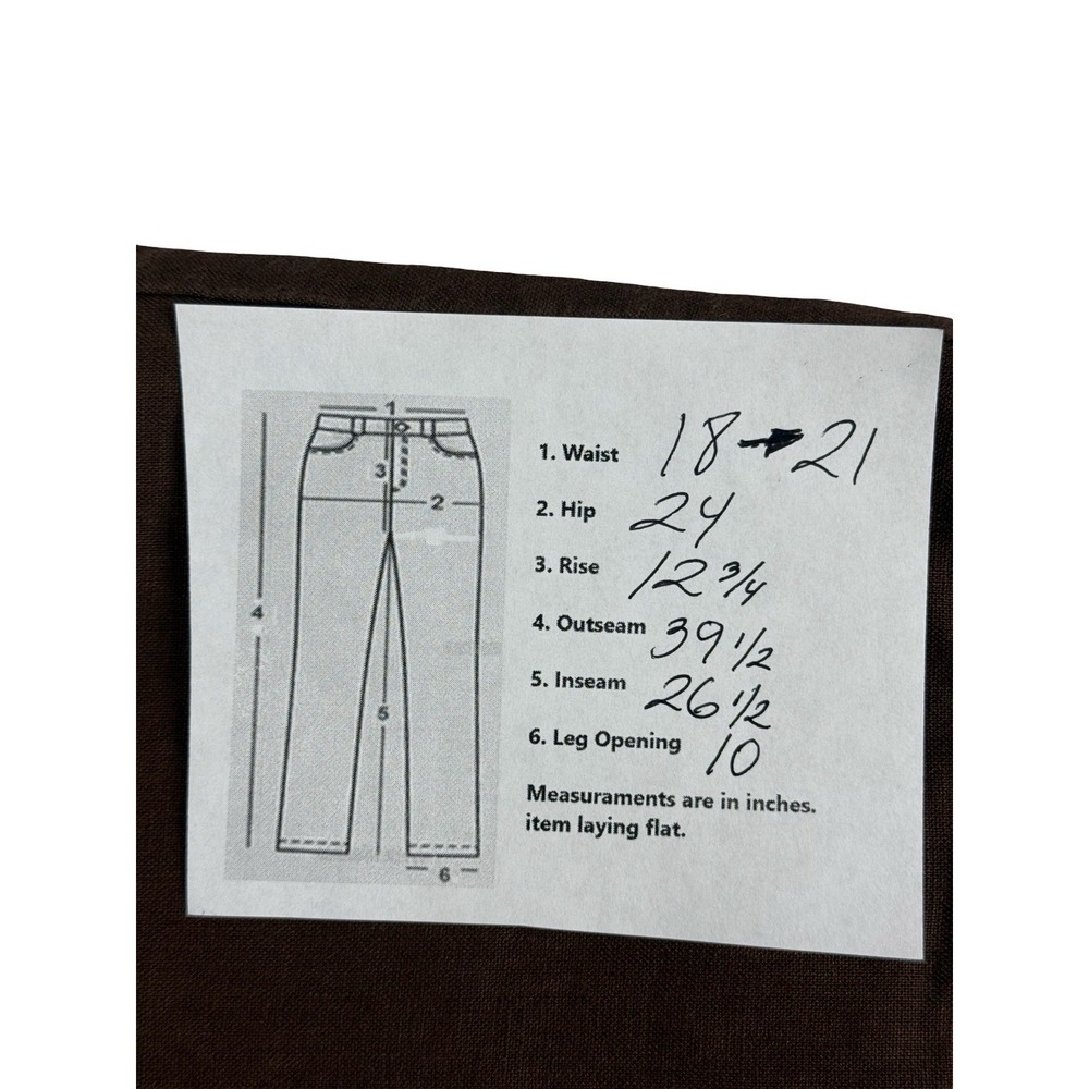 Eileen Fisher Womens Large Pants Organic Linen Wide Leg High Waist Brown Pockets - Picture 7 of 9